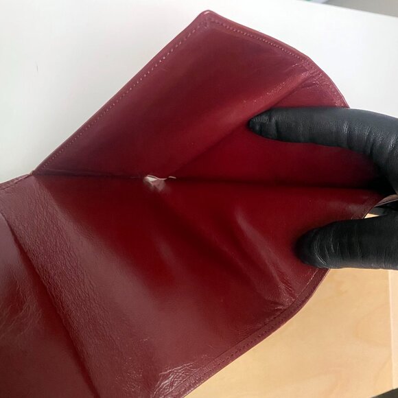 Vintage Cartier Tri-fold Mastline Bordeaux Wallet w/ Kiss Lock Coin - Picture 10 of 11